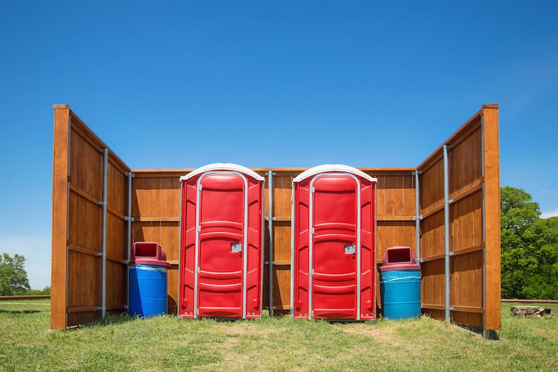 Short-term porta potty units staged for delivery in Houma, Louisiana